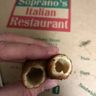 Mozzarella sticks FAIL; hard, hollow, severely overcooked and all the cheese came out and stuck to the wax paper. Really disappointing.