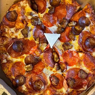 pepperoni and sausage pizza