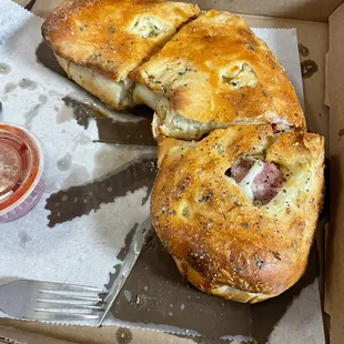 Stromboli with marinara sauce