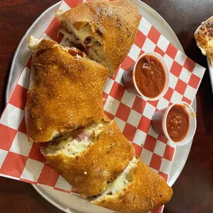Stromboli with marinara sauce