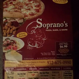 Soprano's does not Honor their coupons. This flyer has no date or Limited time offer displayed anywhere.