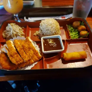 Miso Soup Chicken Katsu Brown Rice Spring Roll