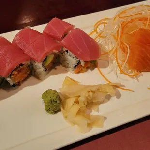 Tuna Lover Roll with Salmon Sashimi