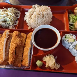 Katsu Chicken Bento Box with Brown Rice