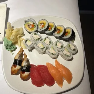 Tuna, Salmon, California Roll