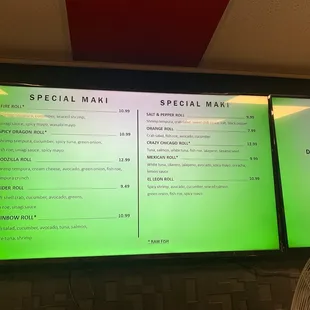 Specialty Menu