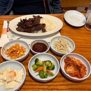 a variety of dishes on a table