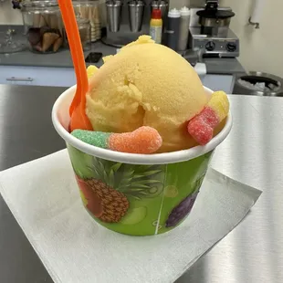 Guava and passion fruit sorbet