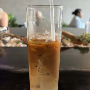 Iced decaf coffee with 2% milk