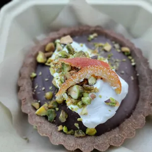 a dessert in a container