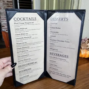 Cocktail menu