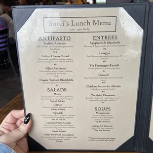 Lunch menu