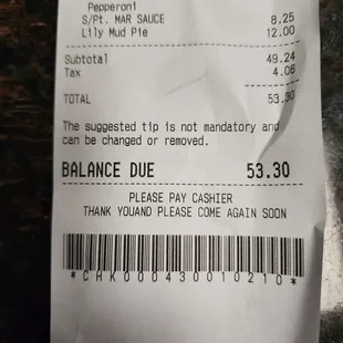 Bill. *Not bad for a big calizone with some extras