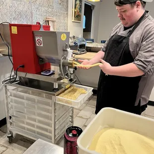 Fresh pasta being made on site