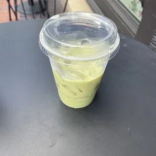 iced matcha latte with oat milk