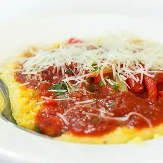 Sausage and Peppers Over Polenta