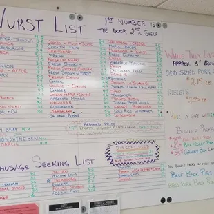 Sorg's incredible selection of homemade sausages.