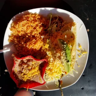 Chile relleno and shredded beef taco!!