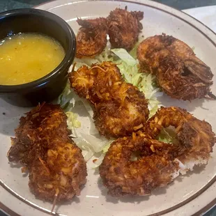Coconut Shrimp with Mango Sauce.