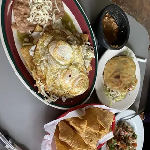 Chilaquiles, Seafood Tostada, Cabeza Gordita, Chips &amp; Salsa