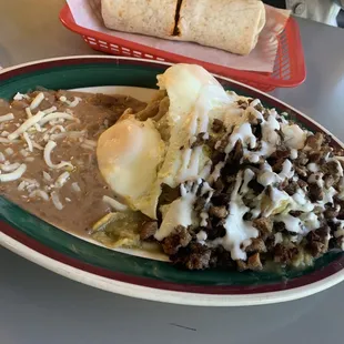 Chilaquilles with meat!