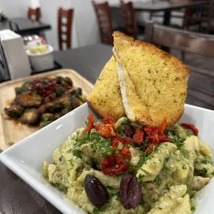 a plate of food with bread