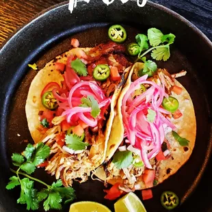 Slow cooked Carnitas tacos  at las maracas mexican restaurant