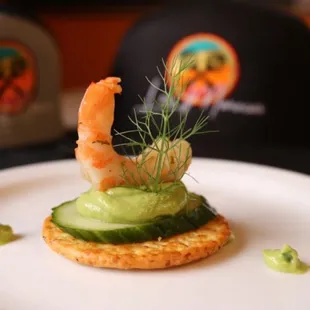 Cucumber avocado shrimp appetizers