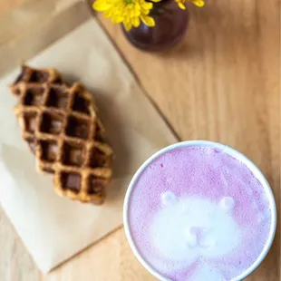 Croffle - (Cookie Butter) and Cherry Blossom Latte - (Hot)