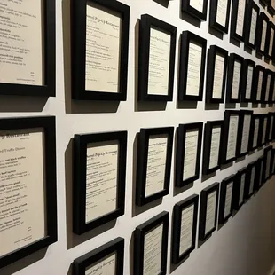 Menus on wall