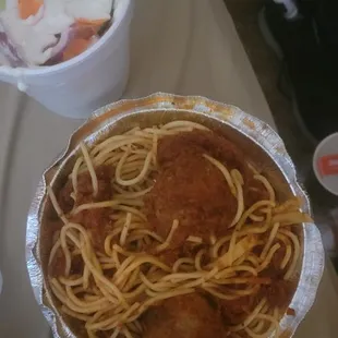 I ordered food from this restaurant from doordash. This is what I got. No Sauce in the Spaghetti. Bad food, not tasty.