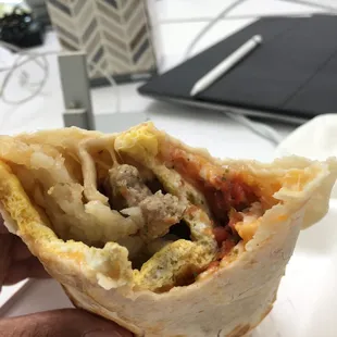 breakfast burrito was filling and tasty