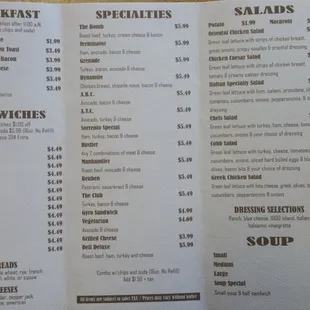 Inside of menu