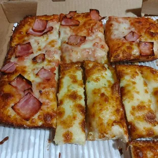 Pizza and cheese sticks