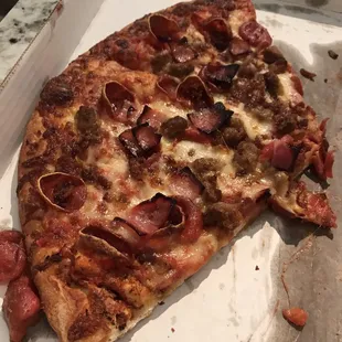 It was so good we forgot to take photos! Meat Lovers (ham, sausage, pepperoni, &amp; bacon)