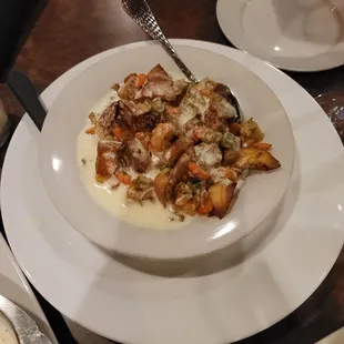 Seafood Suffed Portabella with a cream sauce