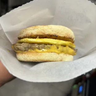 Sausage breakfast sandwich