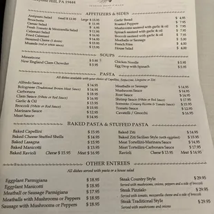 Front of menu (9/18/2022)