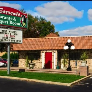 the front of the restaurant