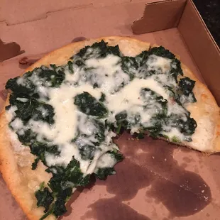 Spinach pizza....not what I expected. I wouldn't order this again. A little too salty for me, only ate one piece.