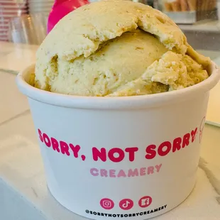 1 scoop- salted pistachio brittle - This one is slightly weak with pistachio and salt, runs sweet