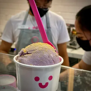 Lavender Honey with Honeycomb crisp on top *chef's kiss*