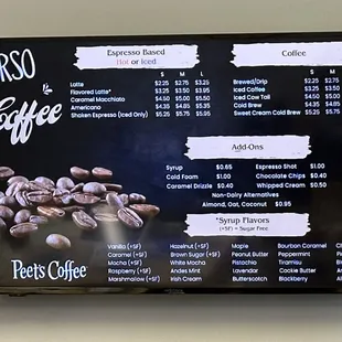 6/24-Menu for Expresso, add-ons and Syrup flavours