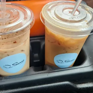 Tiramsu latte on the left.