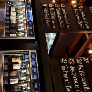 a display of wine bottles