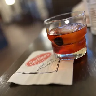 a drink on a napkin