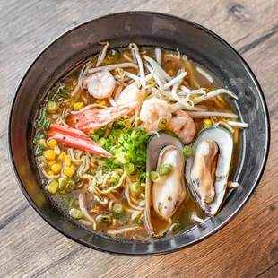 a bowl of ramen sushi