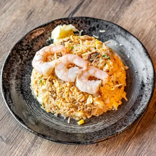 a plate of ramen sushi