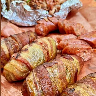 Baked potatoes with armadillo eggs