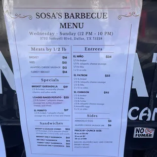 menu